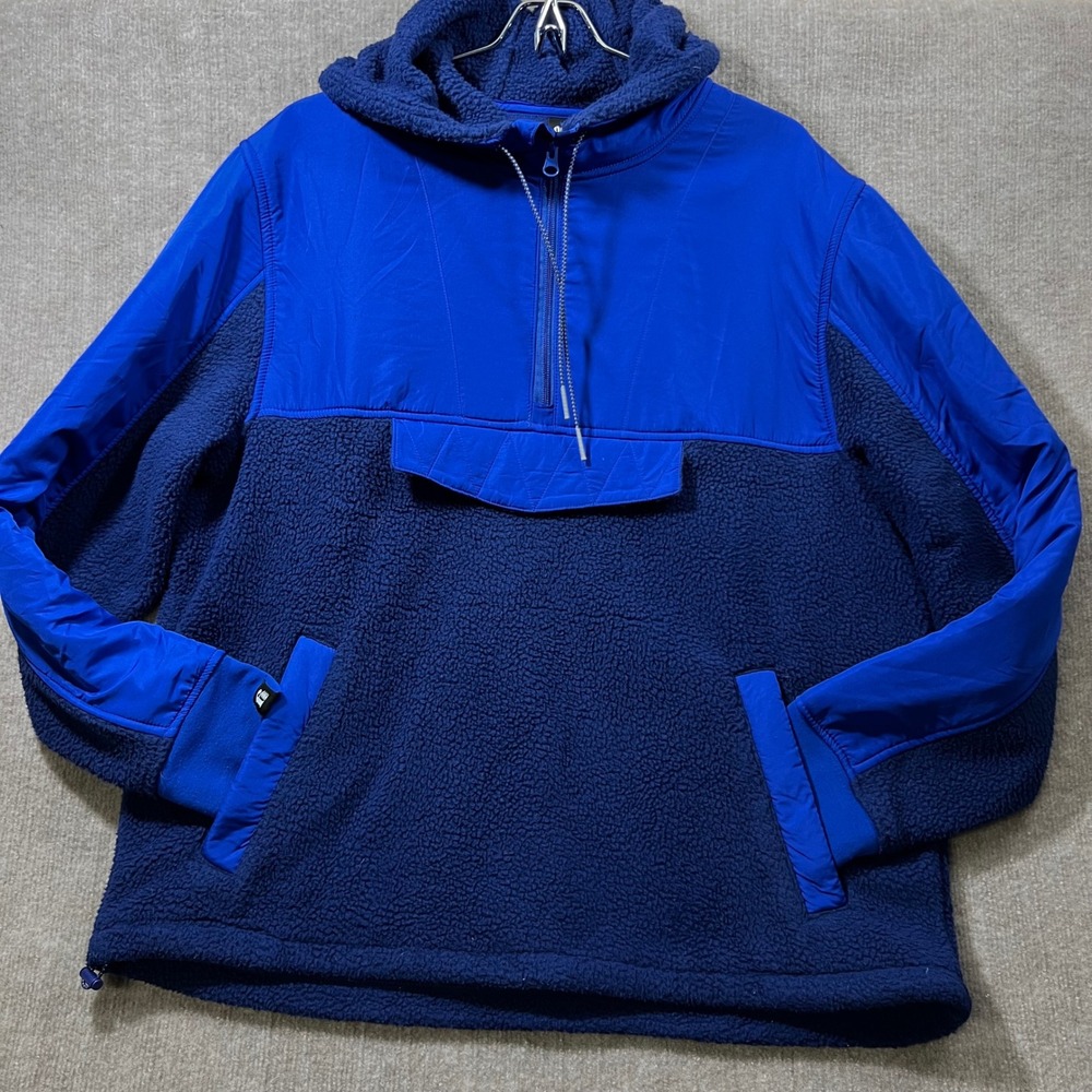 BONOBOS Fielder Pullover Hoodie Fleece Jacket Blue Mens Size L Quarter Zip